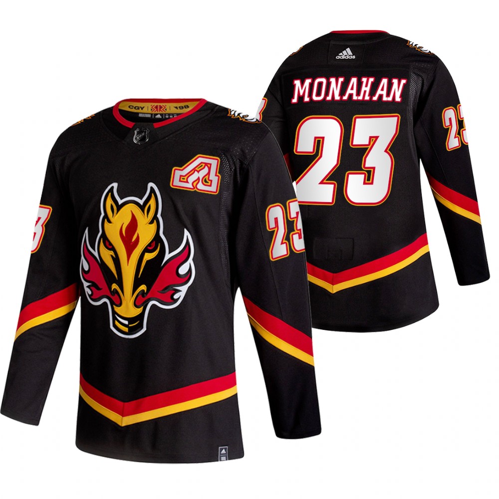 Cheap 2021 Adidias Calgary Flames 23 Sean Monahan Black Men Reverse Retro Alternate NHL Jersey